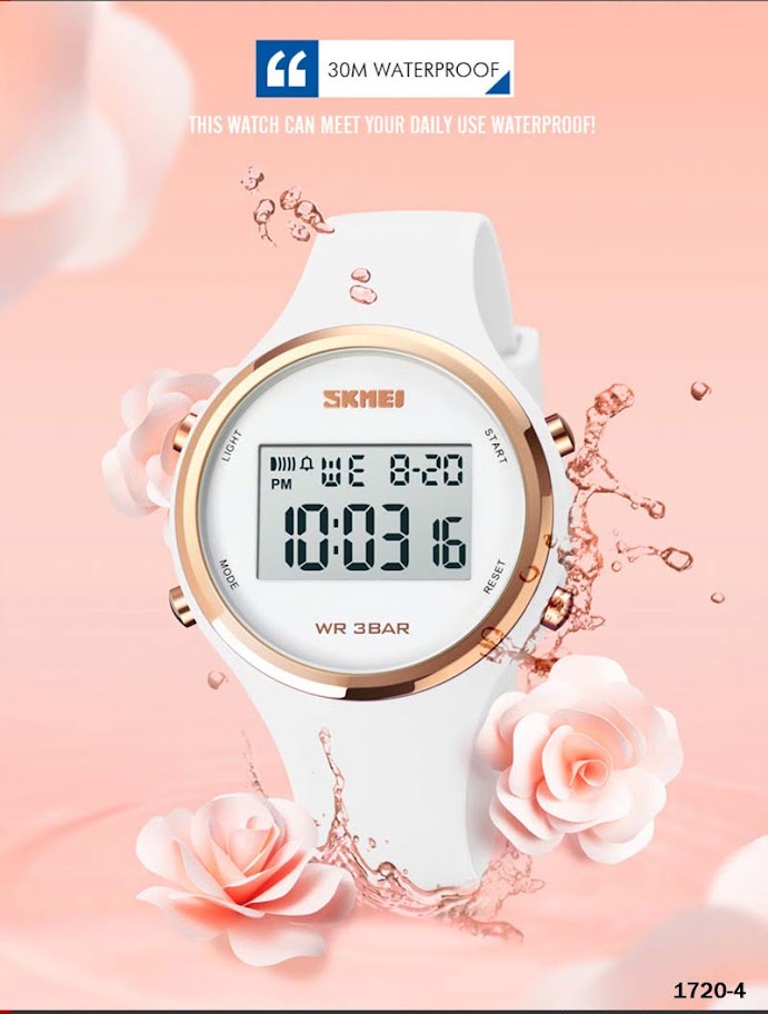 RELOJ ROSADO CAJA METALICA+ PULSO SILICONA