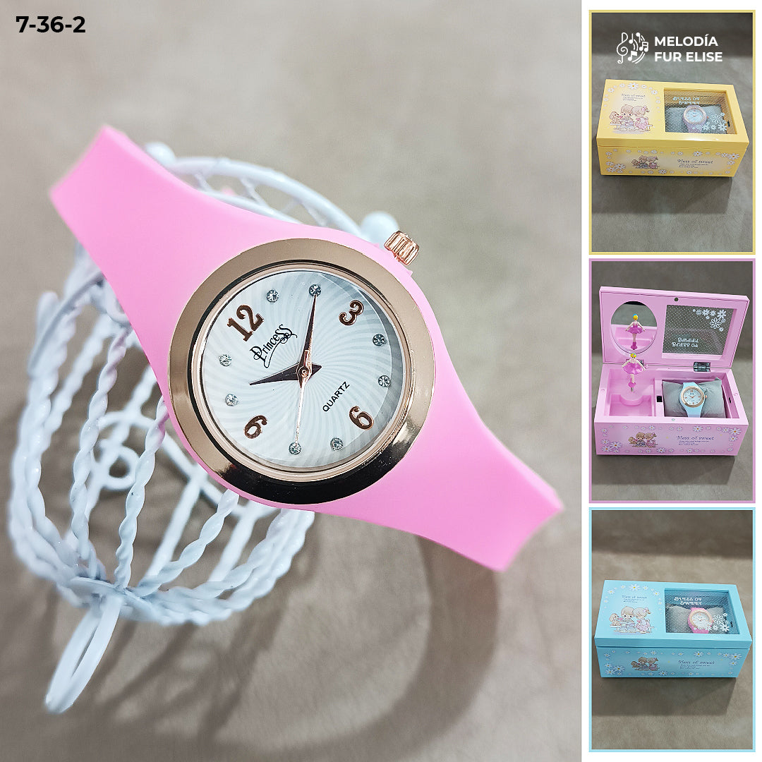 7-36 RELOJ PRINCESS + COFRE MUSICAL BAILARINA