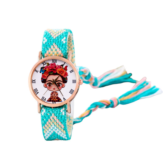 Reloj Frida Tejido Hilos Artesanal Mujer Dama + Estuche