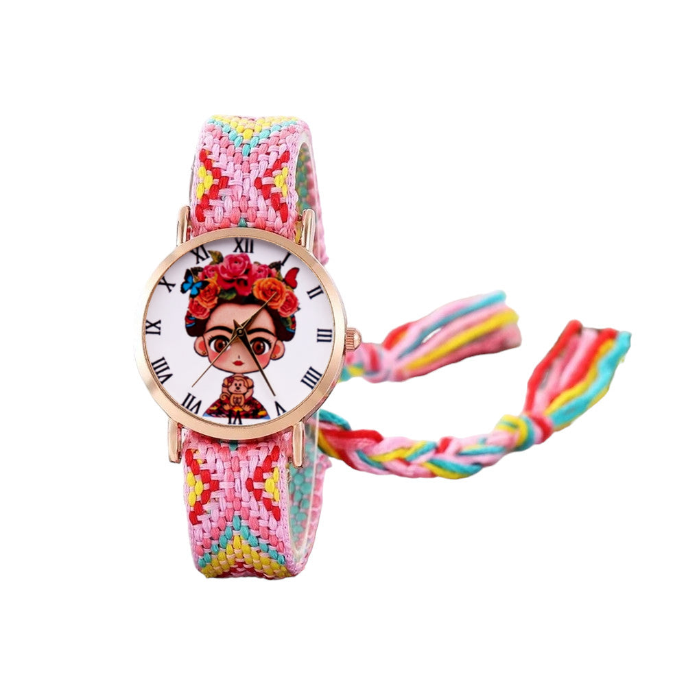 Reloj Frida Tejido Hilos Artesanal Mujer Dama + Estuche