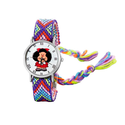 Reloj Mafalda Tejido Hilos Artesanal Mujer Dama + Estuche