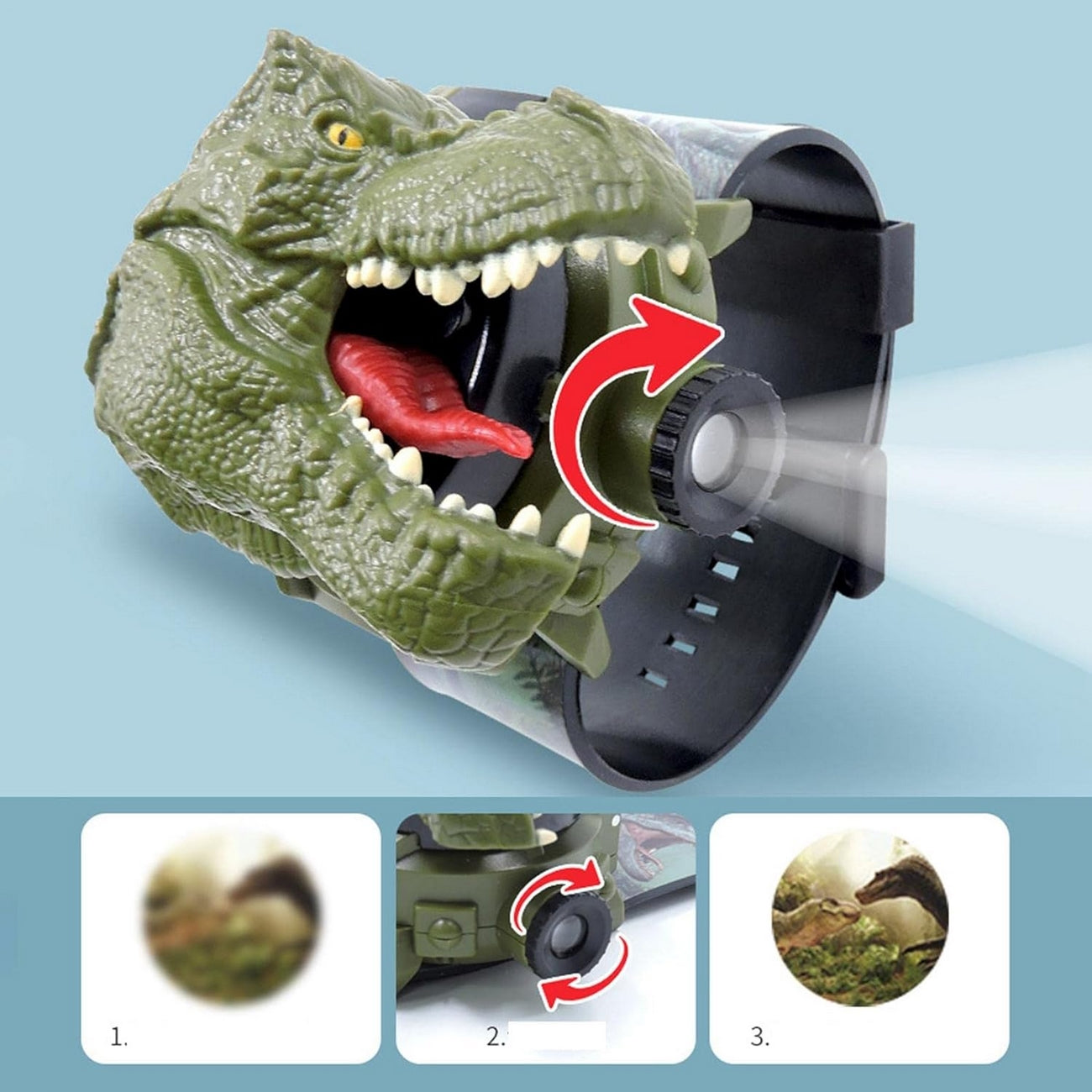 Reloj Niño Proyector Luz Digital Dinosaurio Tiranosaurio Rex