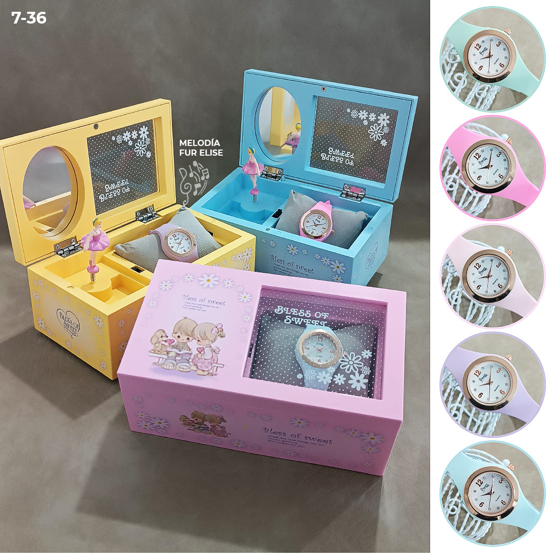 7-36 RELOJ PRINCESS + COFRE MUSICAL BAILARINA